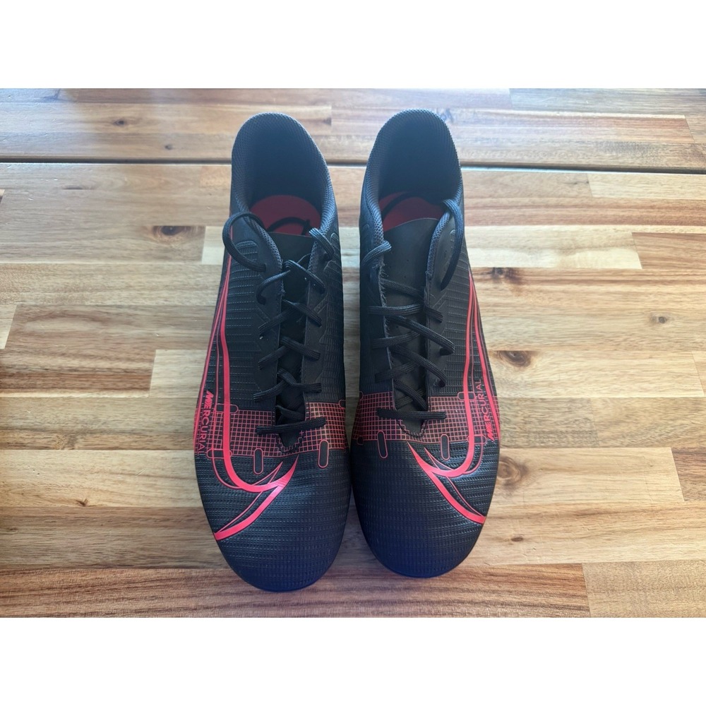 Nike Cleats Mens 13 Vapor 14 Club FG/MG Black Red Soccer CU5692-090
